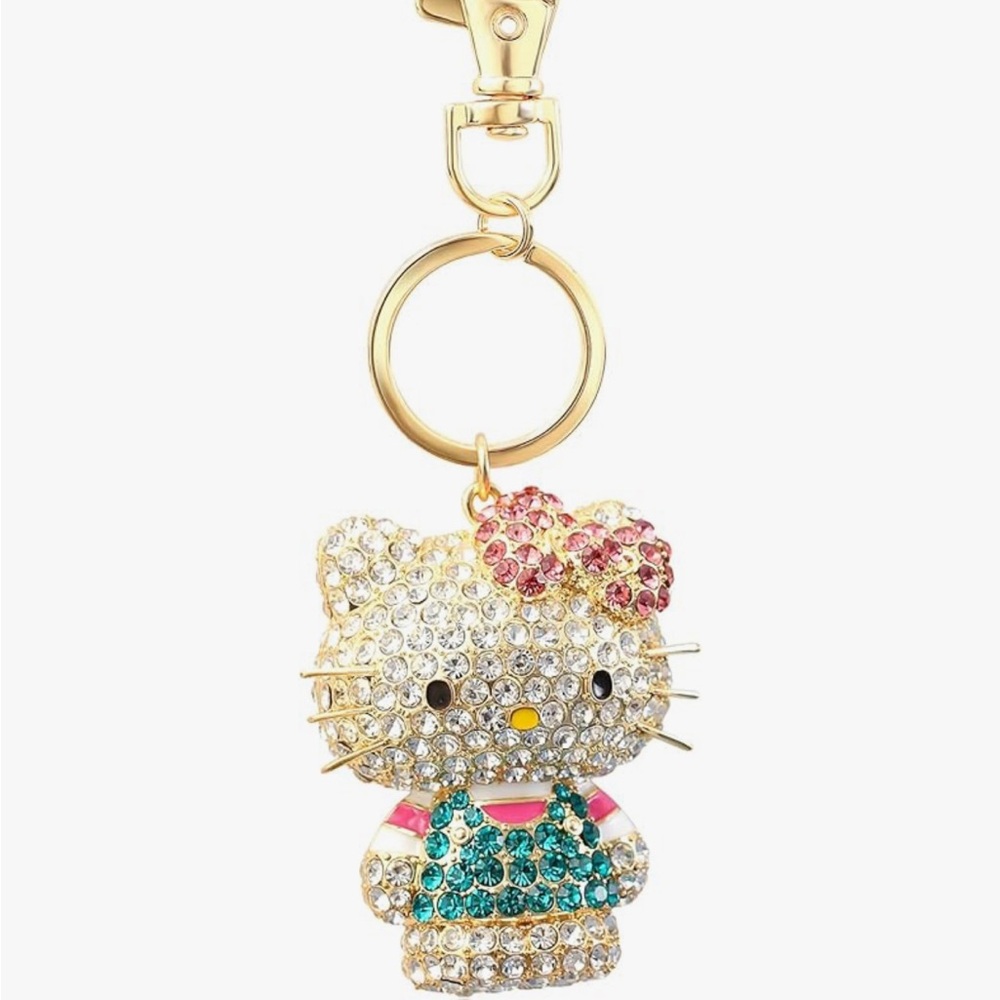 Hello Kitty Bling Keychain with Gold Details